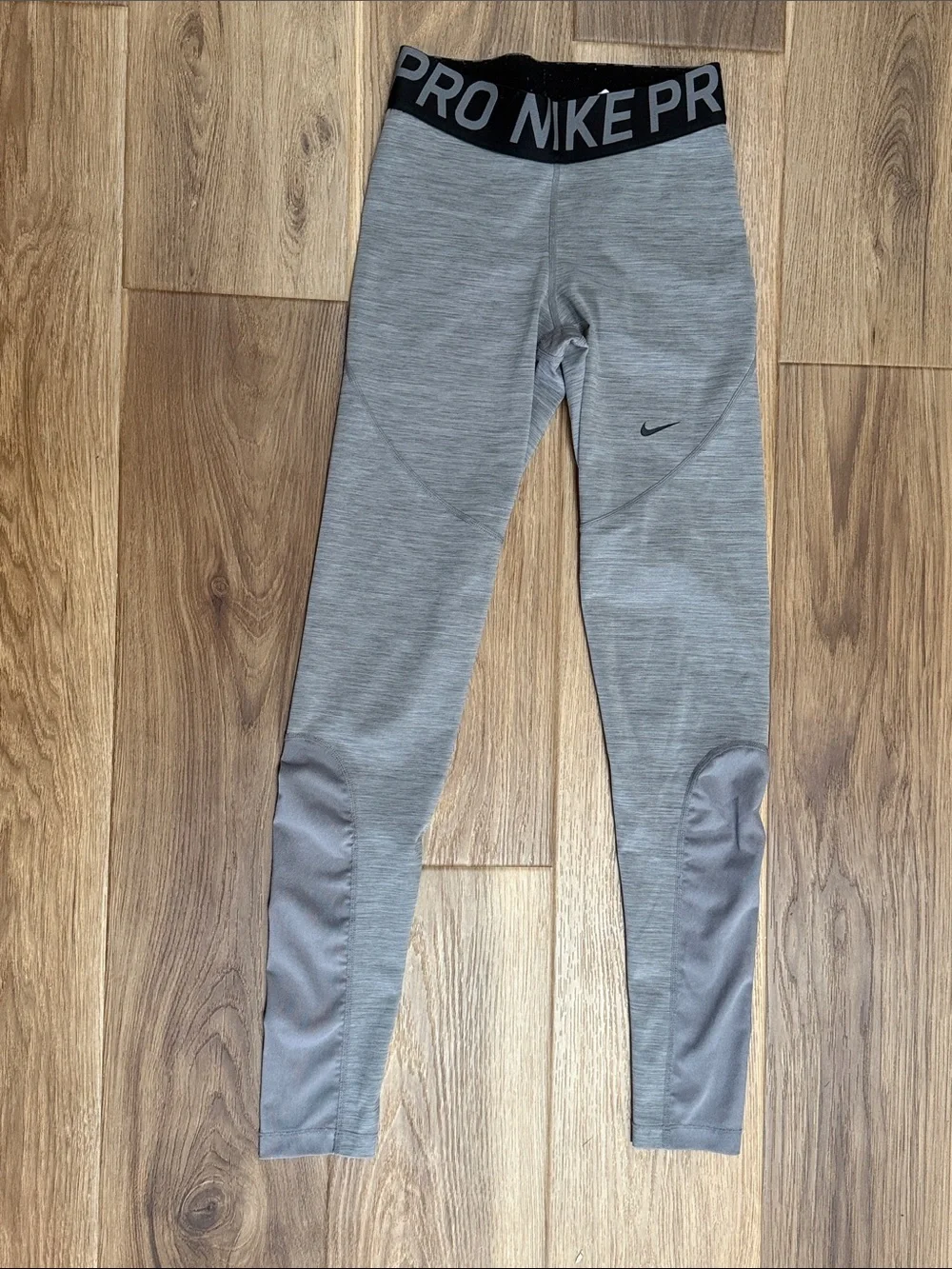 Nike Heather Gray Athletic Leggings with Black Pro Waistband
